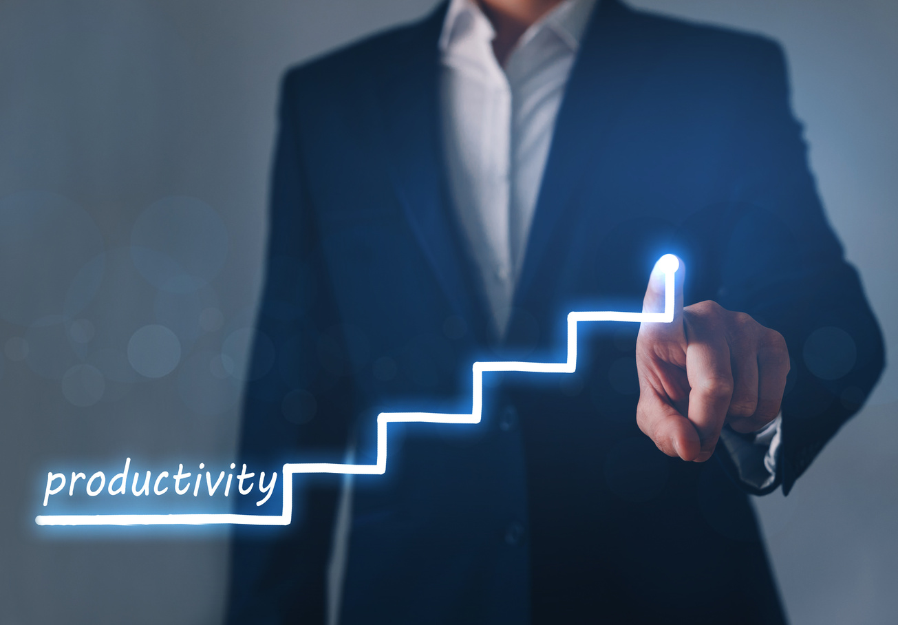 Manager plan to increase company productivity.  Concept for productivity management